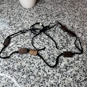 Wooden Bead Black Cord Belt